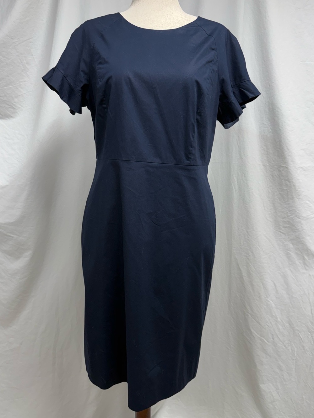 Classic Navy Short-Sleeve Sheath Dress